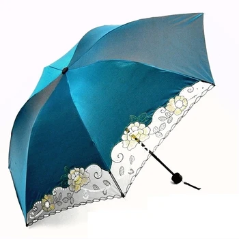 

2019 New Beautiful Flower Embroidered Umbrella Fashion Women Sun Glitter Umbrellas Folding Female Guarda Chuva Girl Gift SP054