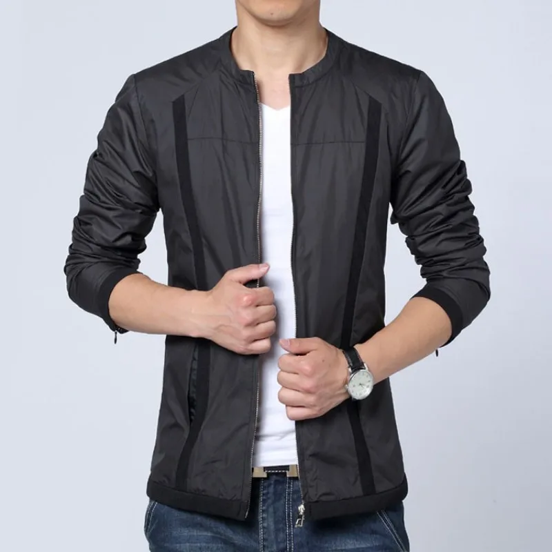 High Quality Summer Jacket Men Simple Slim Fit Streetwear Men Jacket Round Collar Long Sleeve Mens Jackets And Coats Plus Size
