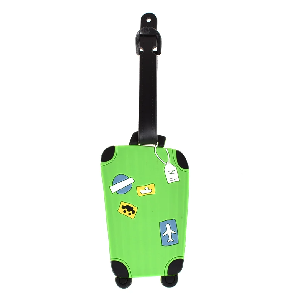 Креативная багажная бирка с изображением животных из мультфильма силикагель чемодан ID Addres держатель переносная бирка аксессуары для путешествий багажная посадочная бирка - Цвет: Зеленый