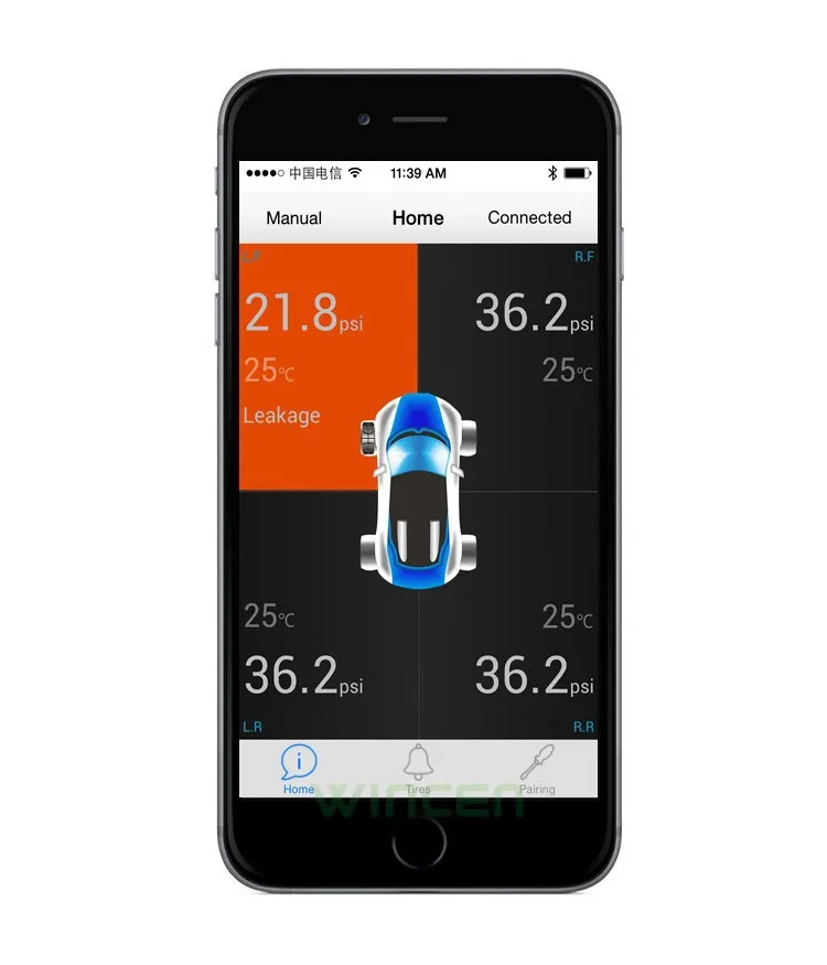 IOS IPONE iPad IPod Touch Bluetooth Беспроводной TPMS с внутренним Датчики Поддержка Высокая Низкая Давление Температура сигнализации