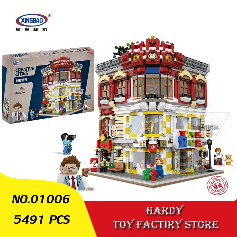 

Xingbao 01006 5491 PCS Street View Series Bookstore Building Children Assemble Small Toys Blocks