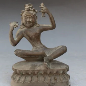 

JP S0004 7" Rare Tibet Buddhism Old Bronze Vajradhara Vajrabhairava Goddess Buddha Statue Discount 35%