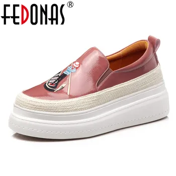

FEDONAS Women Platforms Flats Quality Patent Leather Embroider Decoration Casual Working Spring Summer Shoes Woman Basic Flats