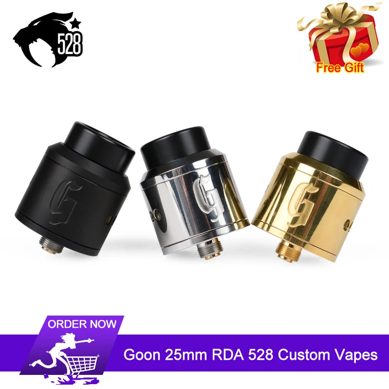 

100% Original Goon 25 RDA tank 25mm rebuildable Dripping RDA Atomizer 810 PEI Drip Tip Airflow Adjustable 528 Custom Vapes
