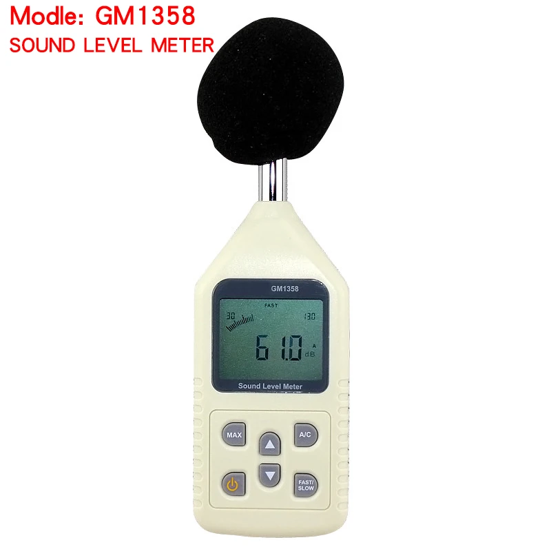 

High quality GM1358 30-130dB Digital sound level meter meters noise tester in decibels LCD A/C FAST/SLOW dB screen New