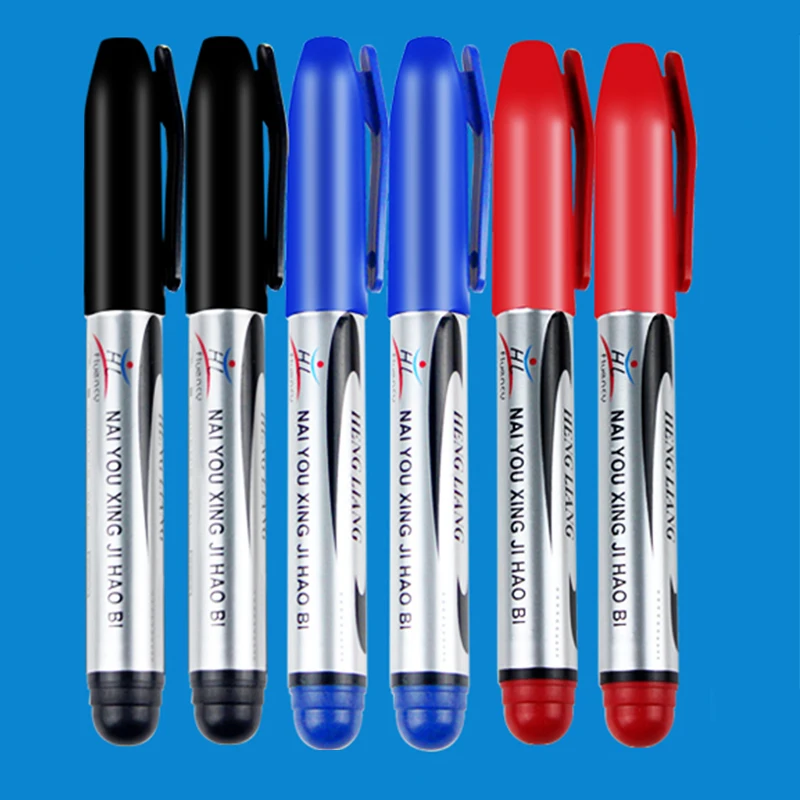 10 PCS waterproof Oil marker color Permanent Black pens Stationery