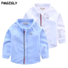 Осенние хлопковые рубашки с длинными рукавами для маленьких мальчиков модная детская праздничная одежда новая детская верхняя одежда весенний Повседневный Топ для мальчиков на весну