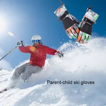 Новые лыжные перчатки для родителей и детей Сноуборд мотоциклетные перчатки зимние ветрозащитные водонепроницаемые унисекс Детские зимние перчатки
