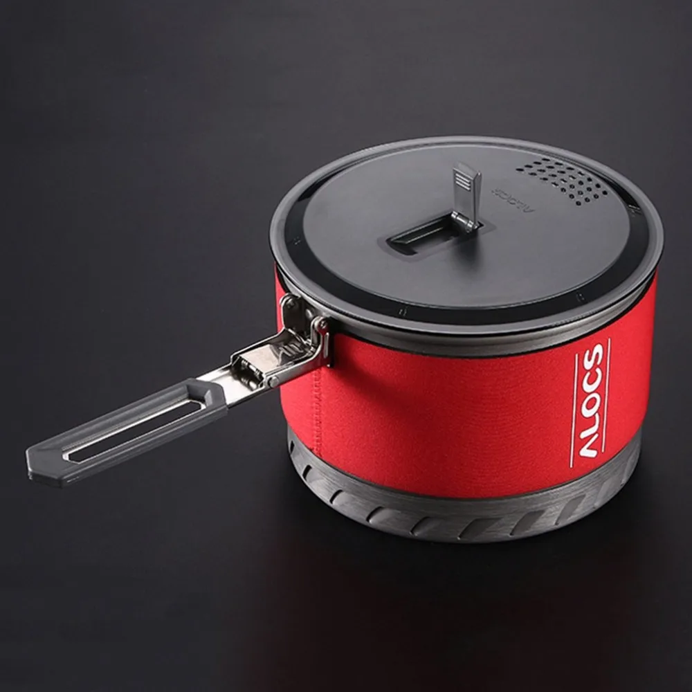 

Alocs Fast-Heating Outdoor Camping Cookware Utensils 1.3/2 L Camping Pot Heat Exchanger with Bowl Cup Outdoor Survival Tools