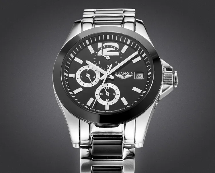 GUANQIN Ceramic Watch White Black Womens Ceramic Watch Mechanical Watch Auto Date Waterproof Dress Girls Clock Wristwatches (7)