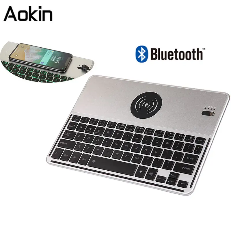 

7 Color Backlit Bluetooth 3.0 Keyboard with Wireless Charger Function for Android IOS SmartPhone,Tablet,ipad,Laptop