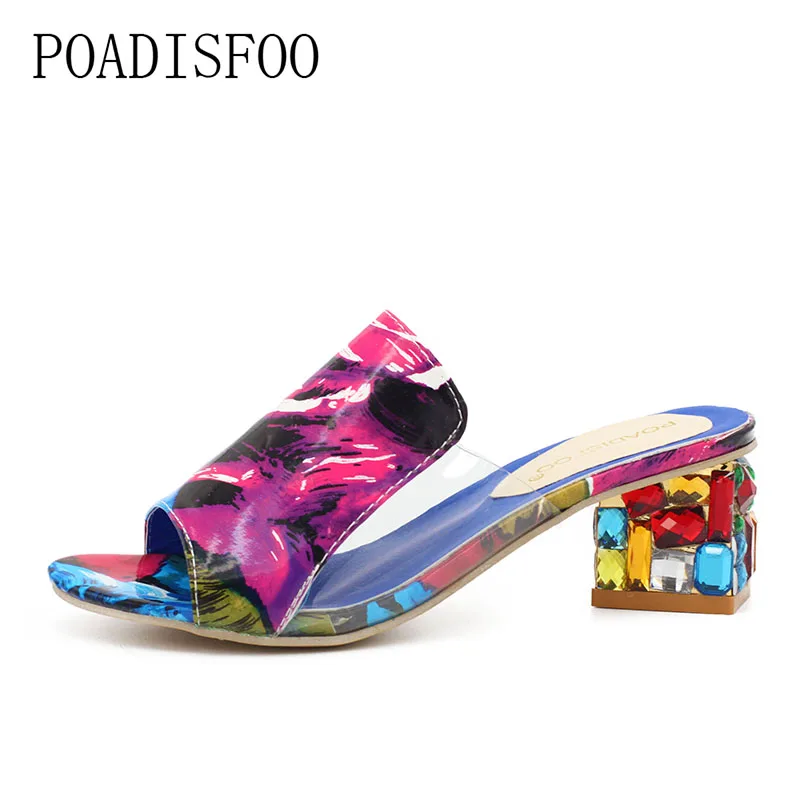 

POADISFOO Women Sandals 2017 Ladies Summer Slippers Shoes Women high Heels Sandals The new diamond fashion sandals .HYKL-818