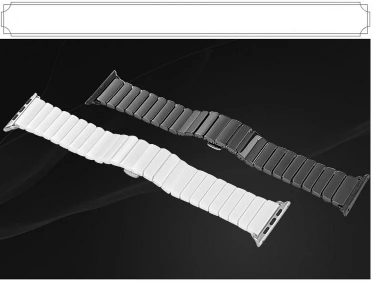 Черный, белый цвет Керамика ремешок для Apple Watch группа 42 мм 38 мм Бабочка Пряжка браслет для iwatch серии 3 2 1 ремешок