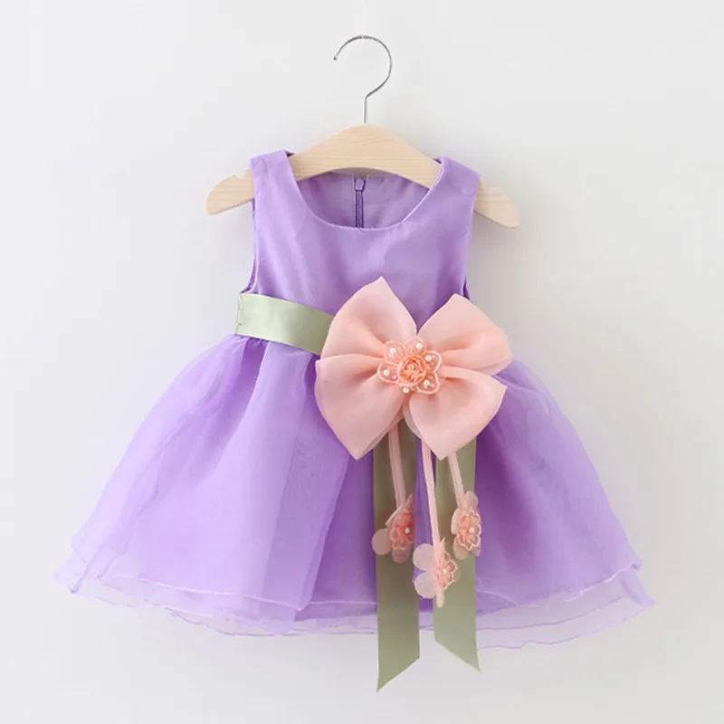 

WYNNE GADIS Summer Beach Baby Kids Voile Sleeveless Big Bowknot Princess Sundress Birthday Party Tutu Girls Dress vestidos