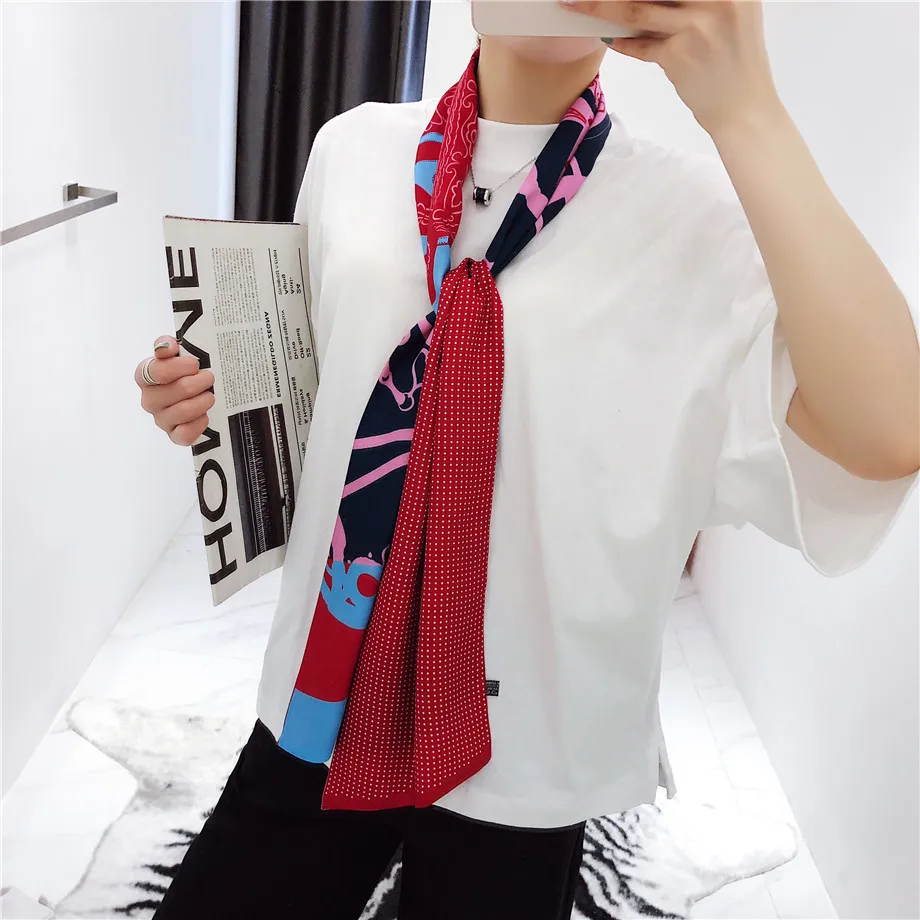 160cm Luxury Brand New Design Tassels Chain Twill Scarf Double-deck Women Scarf Head Silk Scarves Wraps Neckerchief For Ladies