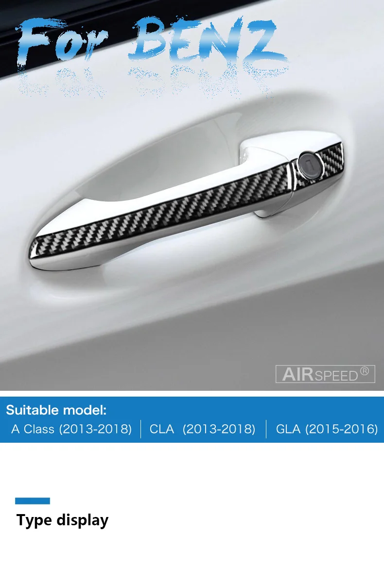 Mercedes Benz A Class 2013-2018 CLA 2013-2018 GLA 2015-16 Carbon Fiber Exterior Door Handle Cover Trim Car Stickers (1)