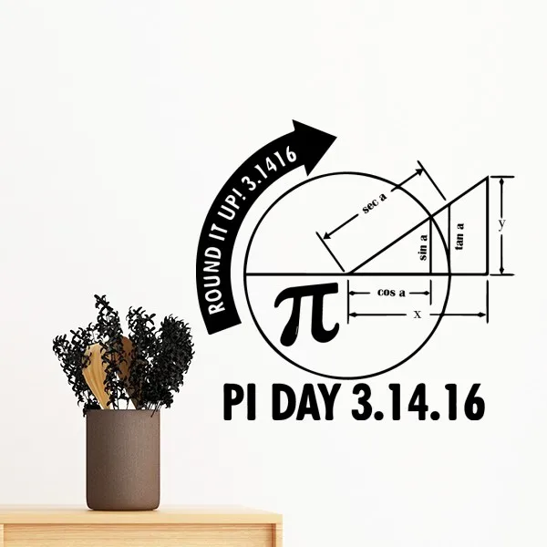 

PI Day Round It Up 3.1416 Math Lovers Mathematics Symbol Quotes Removable Wall Sticker Art Decals Mural DIY Wallpaper