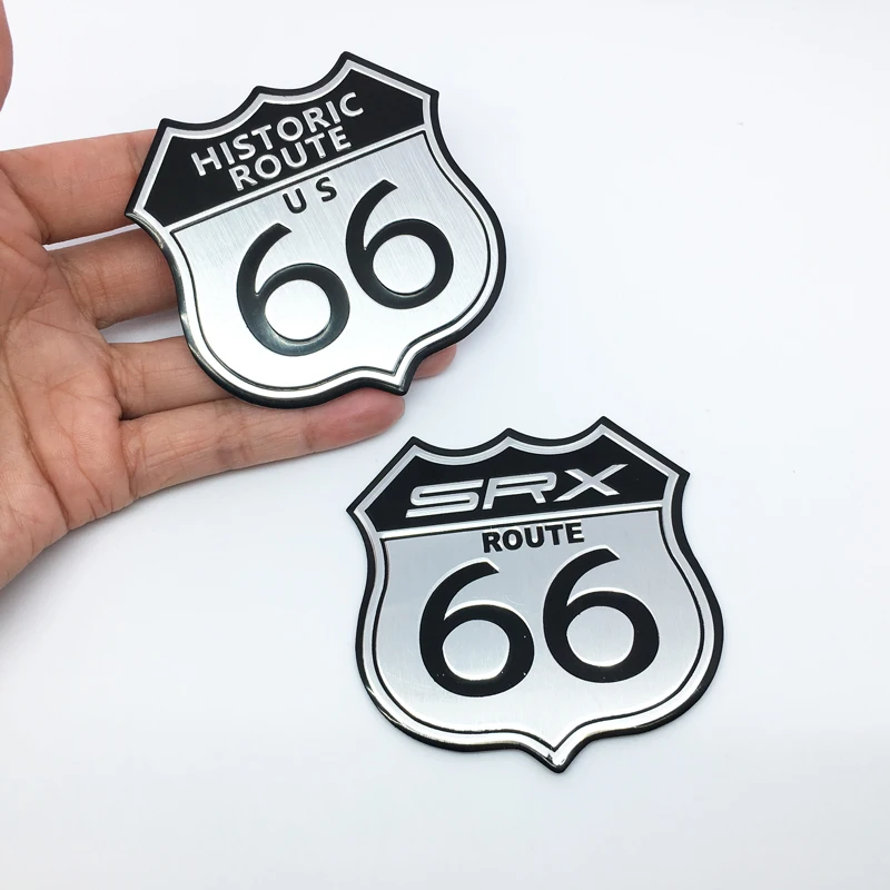 

FTDF car styling 3D Aluminum Sticker America US HISTORIC ROUTE 66 ROAD Emblem Badge for Cadillac SRX XTS car Trunk Decoration