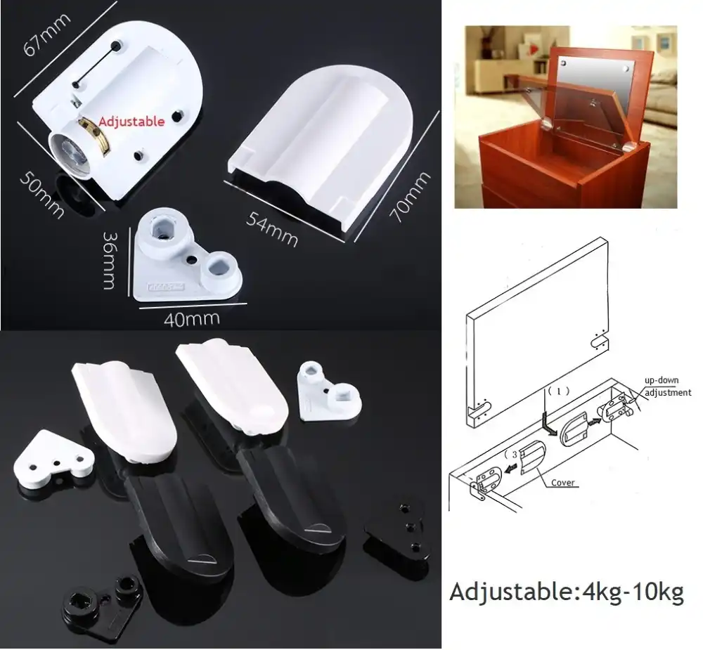 4 10kg Adjustable Hydraulic Soft Flap Up Down Hinge Dresser