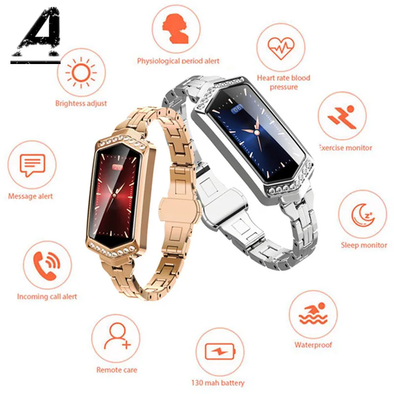 

B78 Ladies Smart Watch Luxury Women Scomas Bluetooth Lady Physiological Cycle IP67 Fitness Tracking Monitoring IOS Android