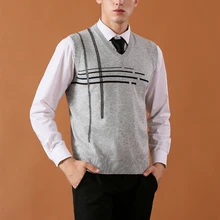 Высококачественный модный шерстяной свитер без рукавов, Мужской пуловер, вязаный жилет, однотонный мужской свитер с v-образным вырезом, повседневные мужские свитера, жилет