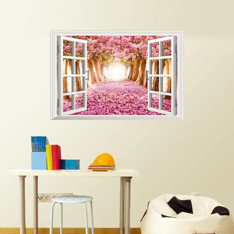 Home Decor 3D Window Cherry Blossom Tree Art Home Decor Wall Sticker Wall Decals wall sticker Home Deco mirror JU30 Home Decor 3D Window Cherry Blossom Tree Art Home Decor Wall Sticker Wall Decals wall sticker Home Deco mirror JU30