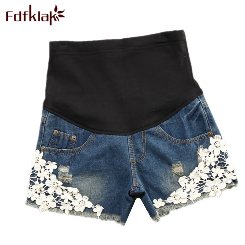 Fdfklak Maternity Pant Denim Shorts Casual Elastic Waist Lace Capris Fashion Patchwork Pants Pregnancy Belly Jeans Short F326 Fdfklak Maternity Pant Denim Shorts Casual Elastic Waist Lace Capris Fashion Patchwork Pants Pregnancy Belly Jeans Short F326