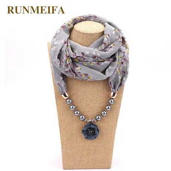 

17 colors trendy unique statement necklace Scarf of strand Pendant Flower Design Scarf necklace for women fashion scarfs gift