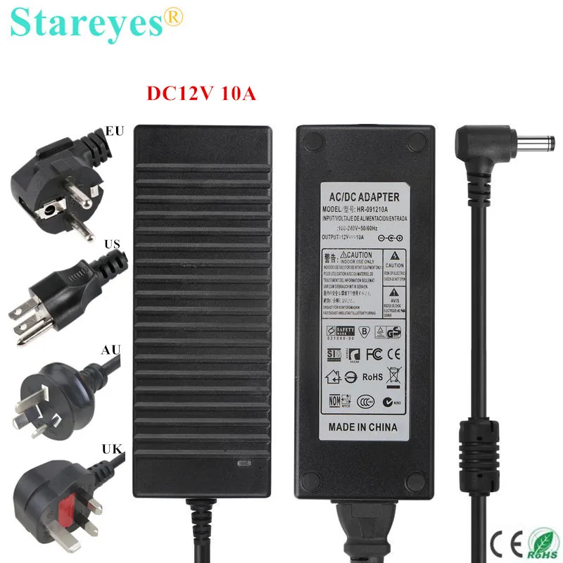 

AC100-240V to DC12V 8A 10A EU US AU UK Plug Power Adapter Supply Converter Charger LED Strip Lighting Transformers CCTV Camera