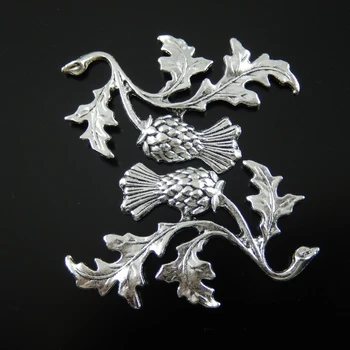 

10pcs/pack Top Wholesale Antique Silver Color Necklace Pendant Tone Alloy Thistle Plant Jewelry Accessories 47*32*2mm AU32136