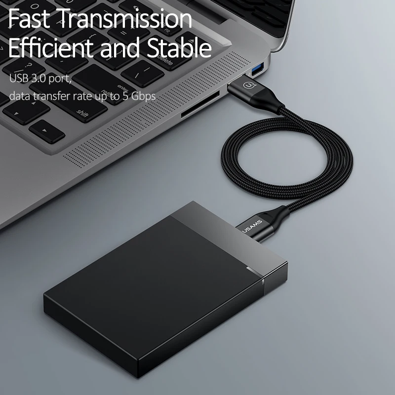 USAMS 2A USB 3,0 type A к Micro B Кабель для передачи данных для samsung Note 3/S5/Note Pro Кабель для быстрой зарядки жесткий диск шнур для зарядки