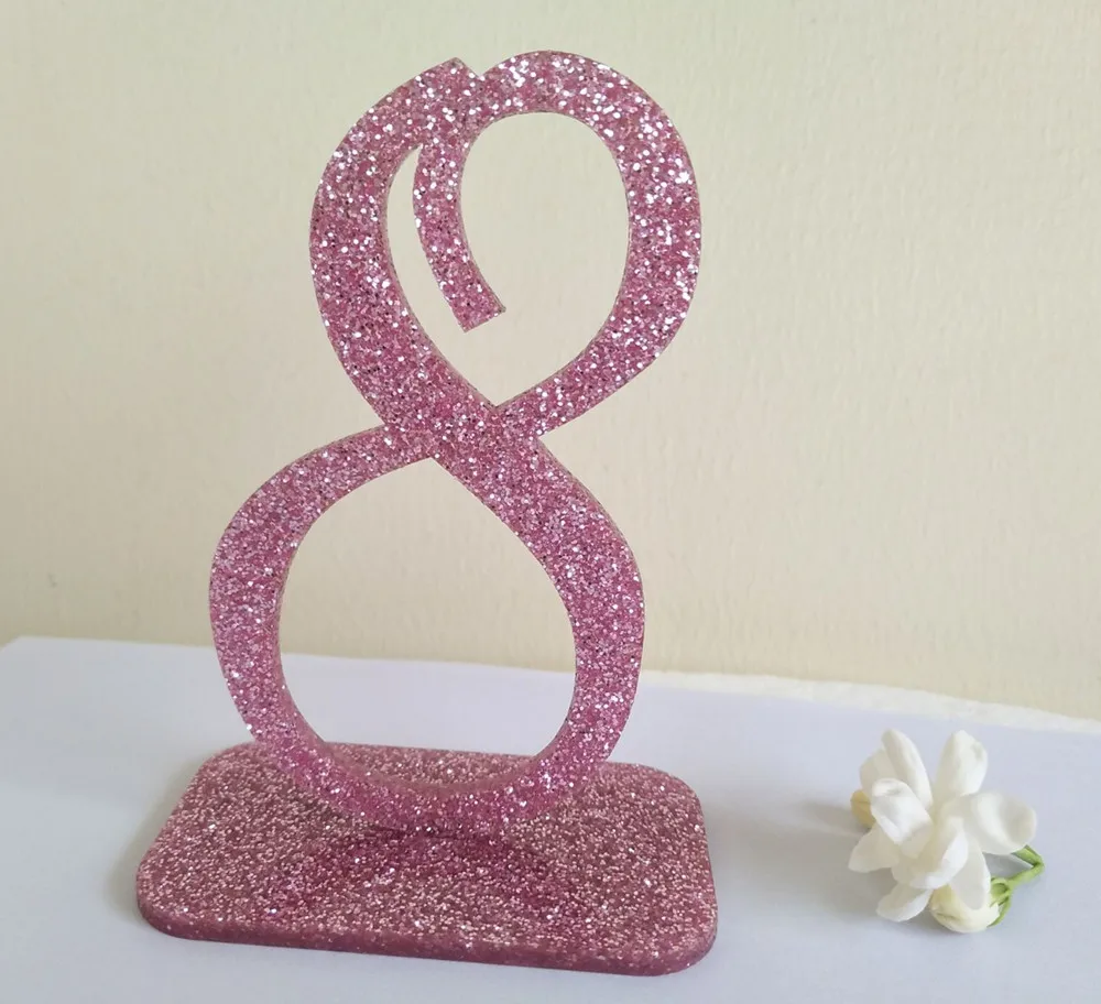 Pink Glitter Acrylic Table Number Holder Wedding Numbers with Base Party Card | Дом и сад