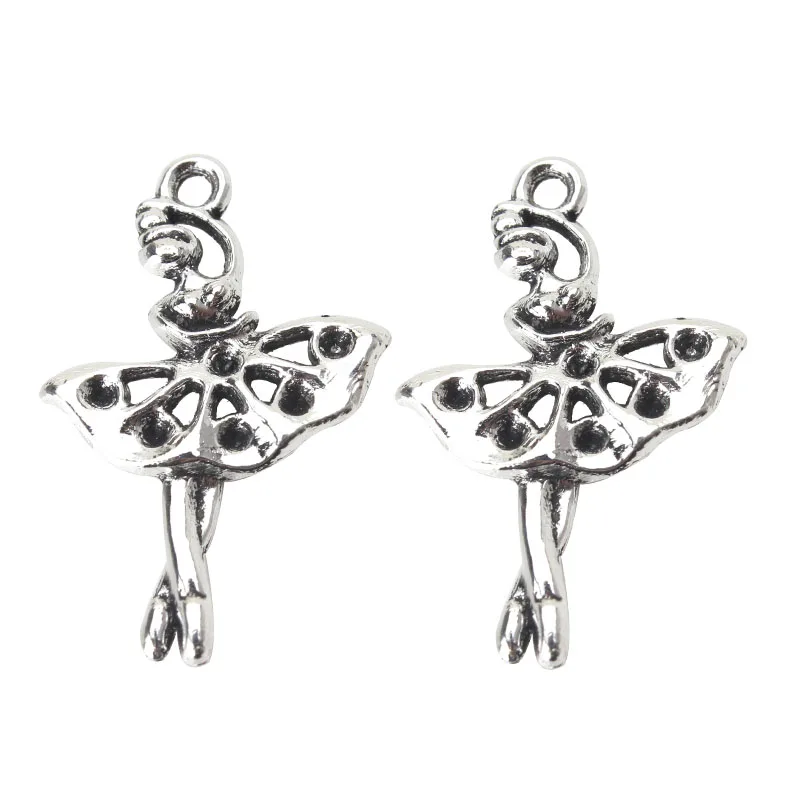 

10pcs/lot 30*22mm Antique Silver Dancer Charms Bracelet Necklace Pendant For Crafts Jewelry Making Accessories
