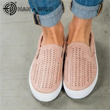 Однотонные женские туфли на плоской подошве, большие размеры 35-43, выемчатый кулон с подвеской, парусиновая обувь летние лоферы, повседневная обувь без застежки на плоской подошве