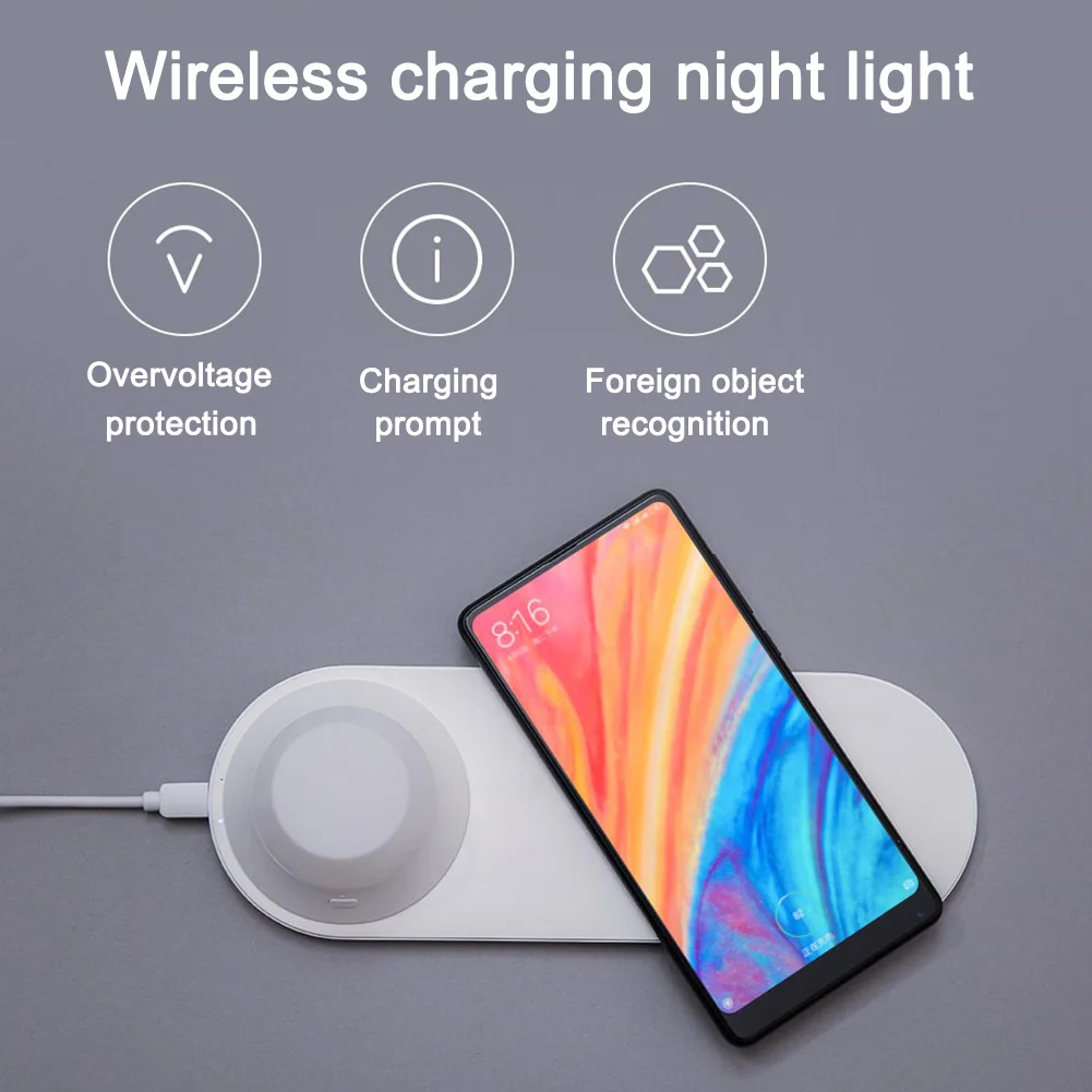 

LED Flicker-Free Eye Caring Night Light with Wireless Phone Charger for Reading TN88