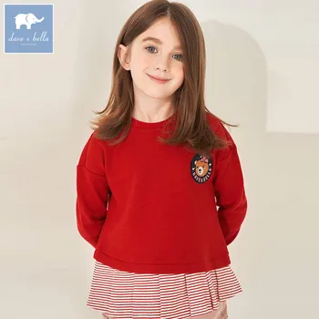 

DBK8105 dave bella kids girl 5Y-13Y t shirt children boutique long sleeve tops baby fashion witt ruffles tees