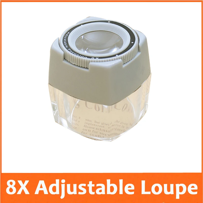 

8X Focusing Adjustable Jewelry Design and Repair Magnifier Drawing Loupe Stamp Collection Magnifying Glass and Loupe