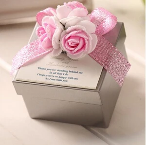 Квадратная Свадебная подарочная жестяная коробка, 6,5*6,5*4(см), 50 шт./лот, HJXP1A - Цвет: B
