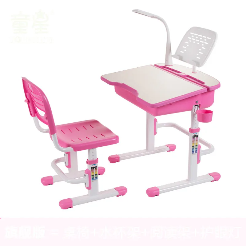 Регулируемый рост защита видение коррекция сидения осанки дети стол для учебы и стул набор письменный стол - Цвет: pink3