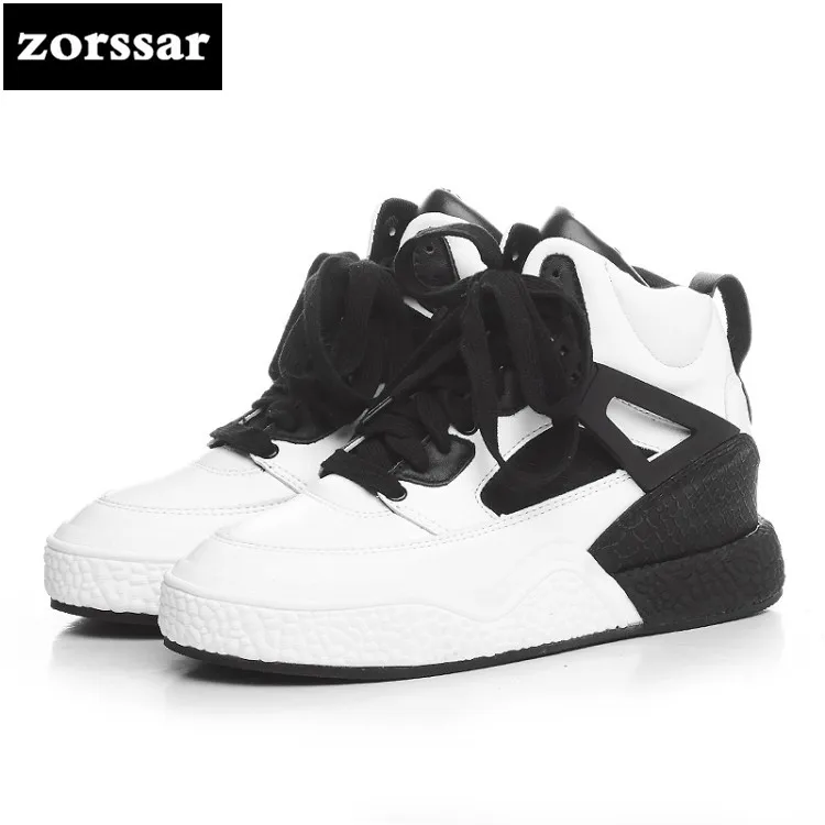 

{Zorssar} Leisure flats women high top Shoes Comfortable Flat platform shoes Fashion Genuine Leather Casual women sneakers shoes