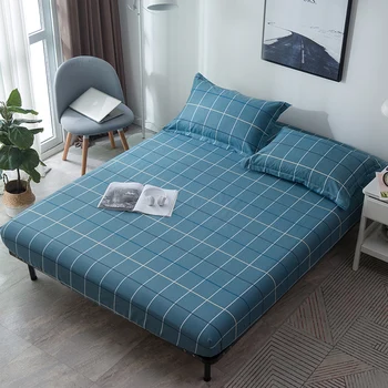 

Modern 3pcs 100% Cotton Striped Color Fitted Sheet Stripe Mattress Cover Four Corners With Elastic Band Bed Sheet and Pillowcase