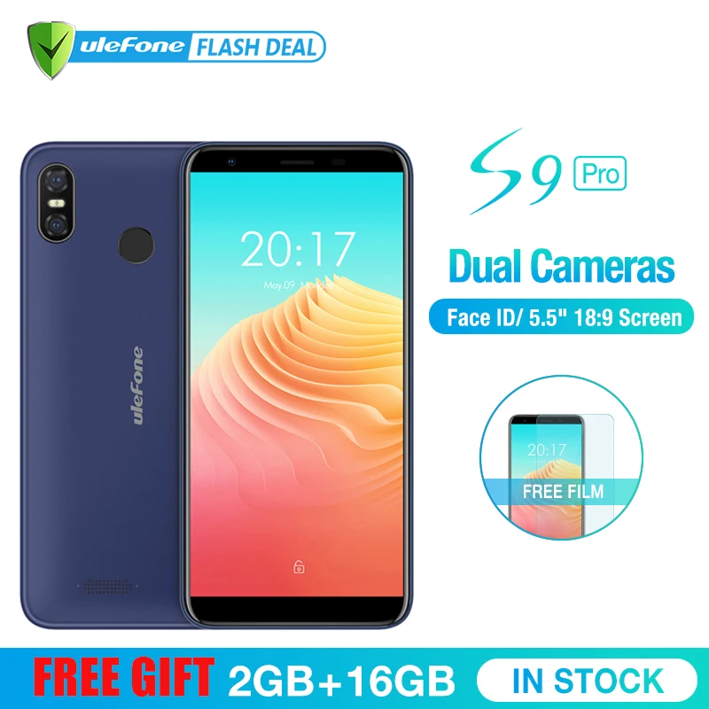 Ulefone S9 Pro 5,5 дюймов HD+ мобильный телефон Android 8,1 MTK6739 четырехъядерный 2 Гб ОЗУ 16 Гб ПЗУ 13 МП+ 5 МП Две задние камеры 4G мобильный телефон