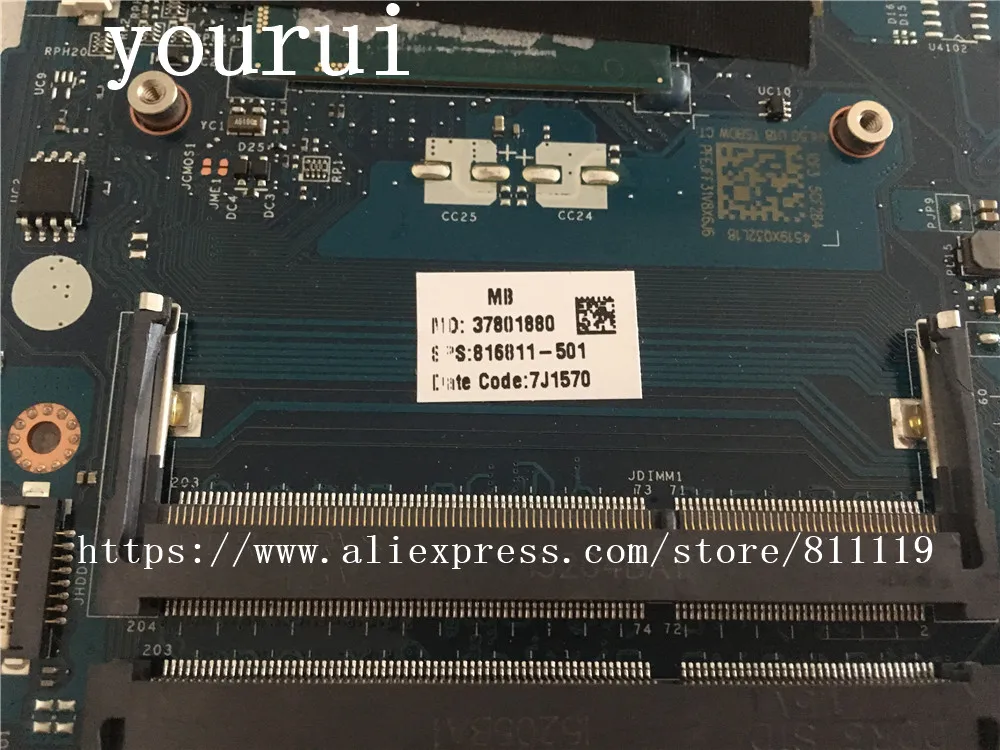 Ноутбук yourui 816811 001 601 501 для HP Pavilion 250 G4 15 AC материнской платы AHL50/AHL52 LA C701P с i3