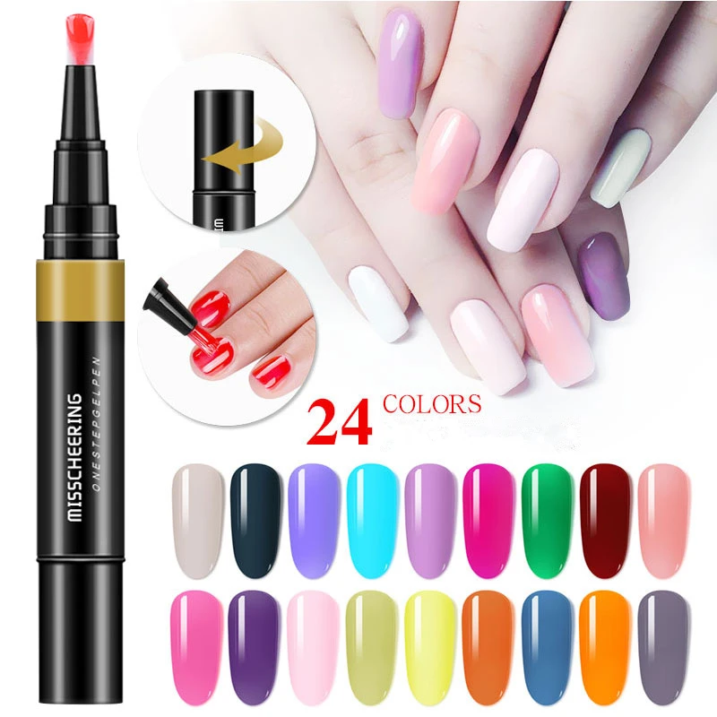 

1pcs Nail Painting Varnish Pen One Step 3 In 1 Colors Nail Gel Lacquer Glitter Polish Easy To Use Not Need Base Top Coat Primer