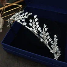 Paved CZ Crown Cubic Zircon Tiara Princess Tiaras Wedding Hair Accessories Bride Hair Jewelry Bijoux Cheveux Coroa WIGO1092
