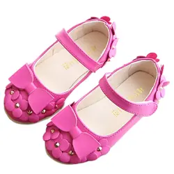 Для девочек; Новинка Лидер продаж цветочный обувь с бантом принцессы тонкие туфли для детей Довольно PU кроссовки (красная роза, Размеры: 32)