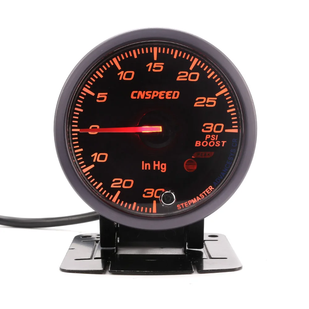 CNSPEED 60 мм 12 в автомобильный турбо Boost Gauge PSI с сенсором черный лицо белый и янтарный освещение турбо boost метр YC101412+ YC100211