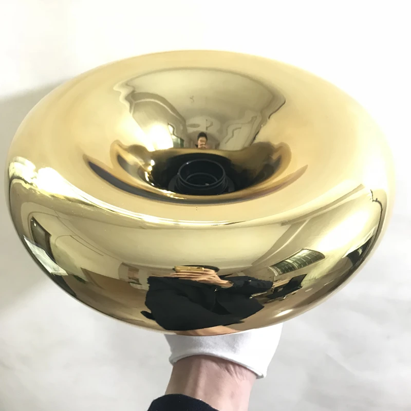 ouro moderno bronze tira sombra espelho luz pingente conduziu lâmpada pingente de vidro moderna iluminação bola vidro natal