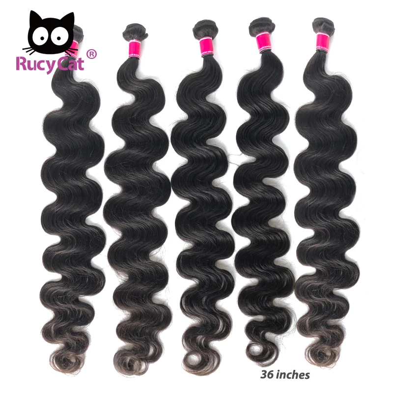 RucyCat 08-40 дюймов бразильские волосы, волнистые пряди волосы волнистые человеческие волосы 1/3/4 пряди натуральных Цвет Волосы remy волос для наращивания
