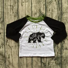 Outono/inverno bebê menino camisetas roupas boutique branco selvagem e livre Polar urso camisetas de algodão crianças top raglans longo manga(China)